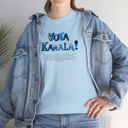 'Vota Kamala!, Vota en contra de la Gran Mentira, de dictaduras, de immunidad presidencial,  del acoso, Vota en contra de conductas criminales...' Unisex Heavy Cotton Tee