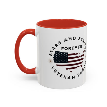 'Stars and Stripes Forever -Veteran Proud-' Accent Coffee Mug, 11oz