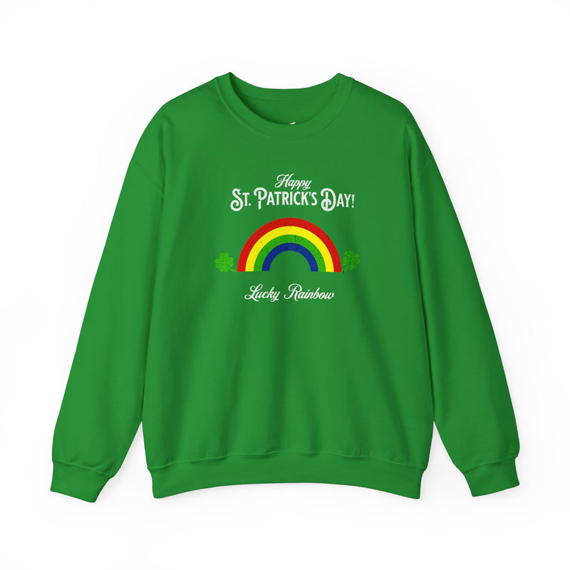 'Happy St. Patrick Day! Lucky Rainbow! Unisex Heavy Blend™ Crewneck Sweatshirt.