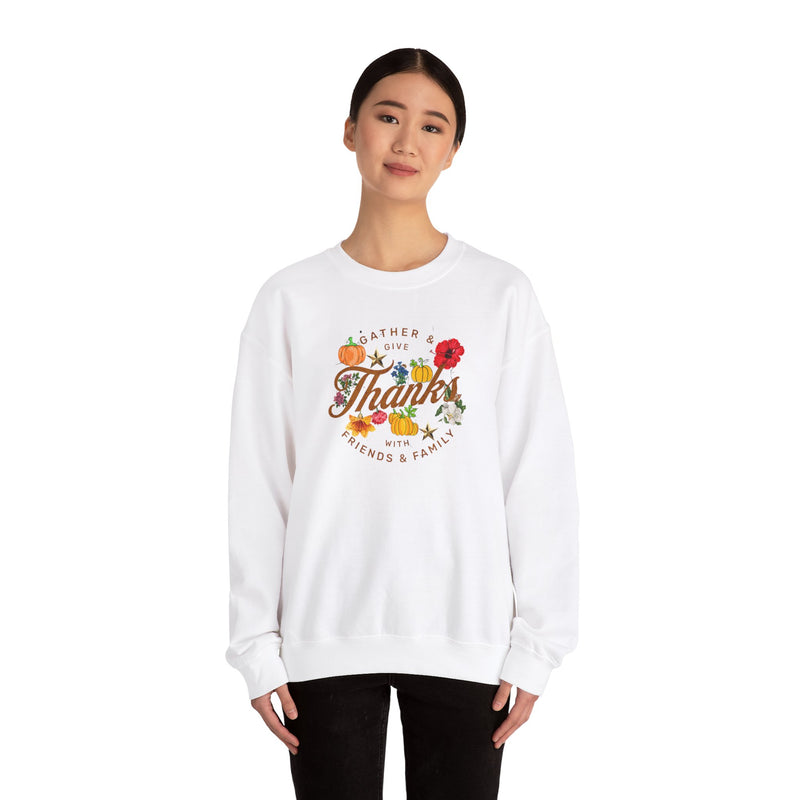 'Gather and Give Thanks with Friends and Family' Unisex Heavy Blend™ Crewneck Sweatshirt.