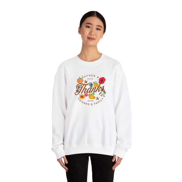 'Gather and Give Thanks with Friends and Family' Unisex Heavy Blend™ Crewneck Sweatshirt.