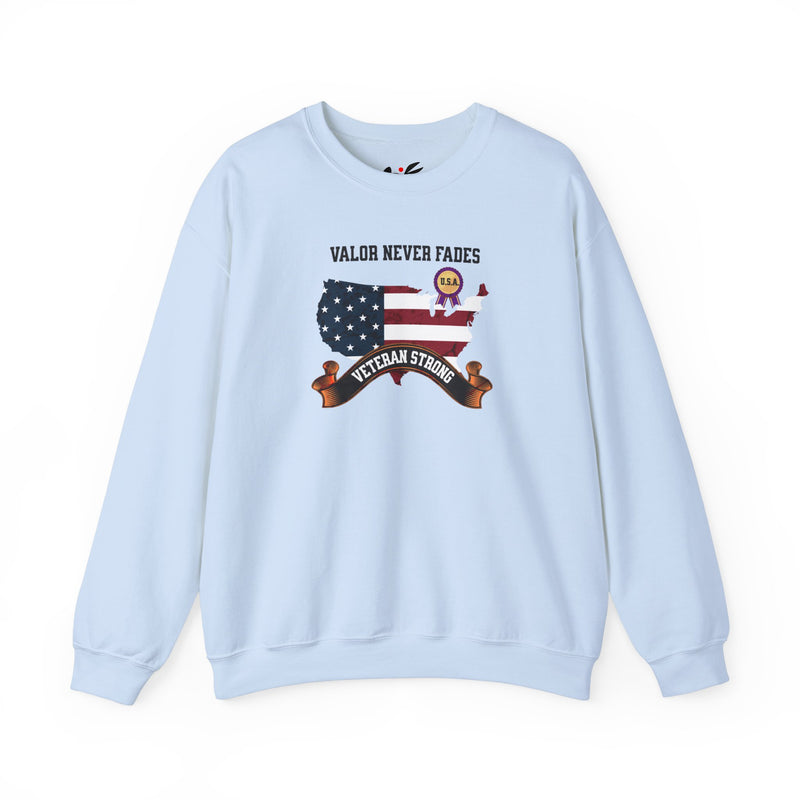 'Valor Never Fades, Veteran Strong' Unisex Heavy Blend™ Crewneck Sweatshirt.