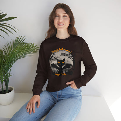 'Happy Cat-o-ween! Let's Get Candy!' Unisex Heavy Blend™ Crewneck Sweatshirt.