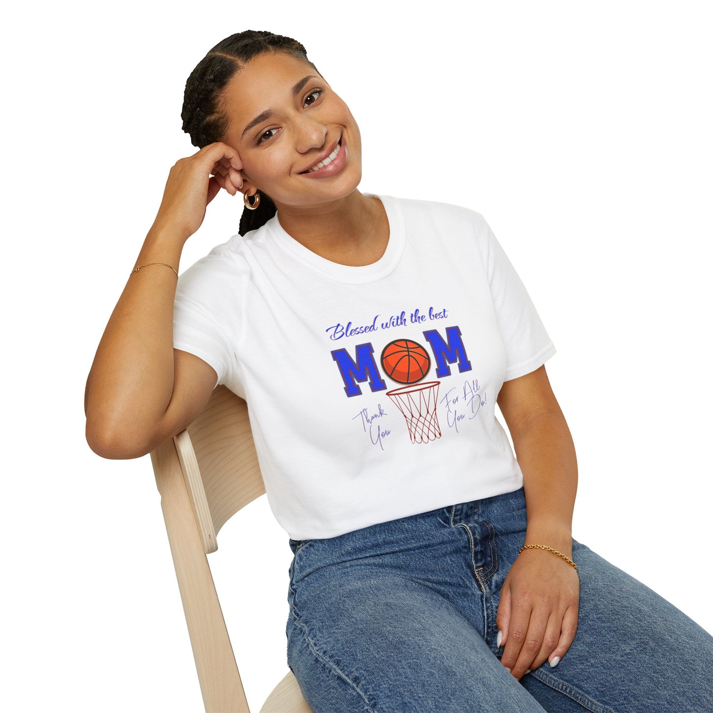 'Blessed with The Best Mom, Thank You For All You Do! Unisex Softstyle T-Shirt.