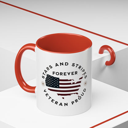 'Stars and Stripes Forever -Veteran Proud-' Accent Coffee Mug, 11oz