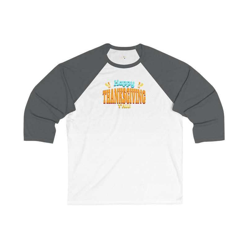 'Happy Thanksgiving, Y'all' Unisex 3\4 Sleeve Baseball Tee.