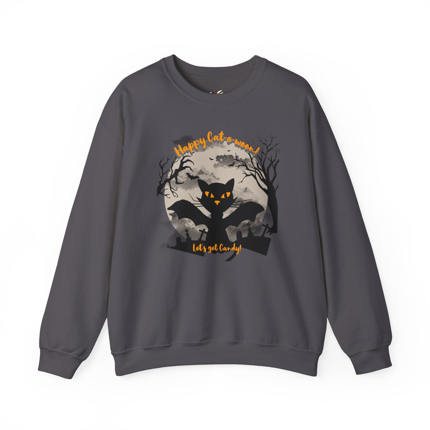 'Happy Cat-o-ween! Let's Get Candy!' Unisex Heavy Blend™ Crewneck Sweatshirt.