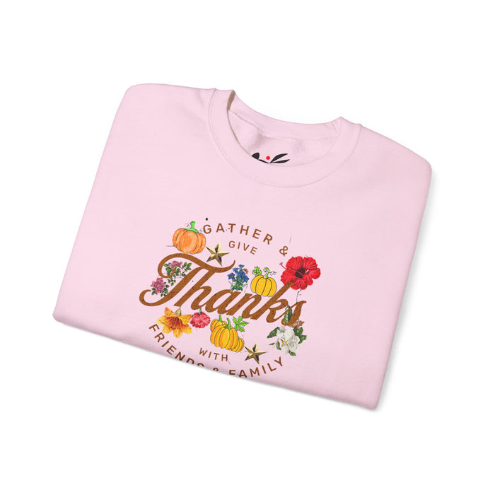 'Gather and Give Thanks with Friends and Family' Unisex Heavy Blend™ Crewneck Sweatshirt.