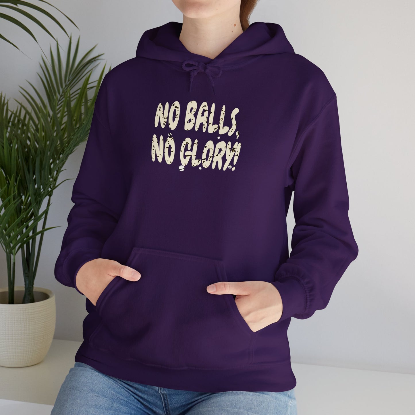 'No Balls, No Glory!' Unisex Heavy Blend™ Hooded Sweatshirt.