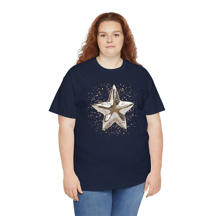 Christmas Star image Unisex Heavy Cotton Tee.