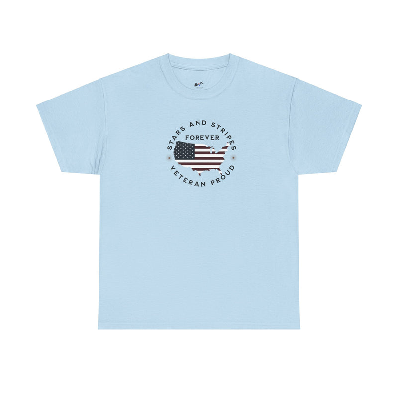 ' Stars and Stripes Forever -Veteran Proud-'. Unisex Heavy Cotton Tee.