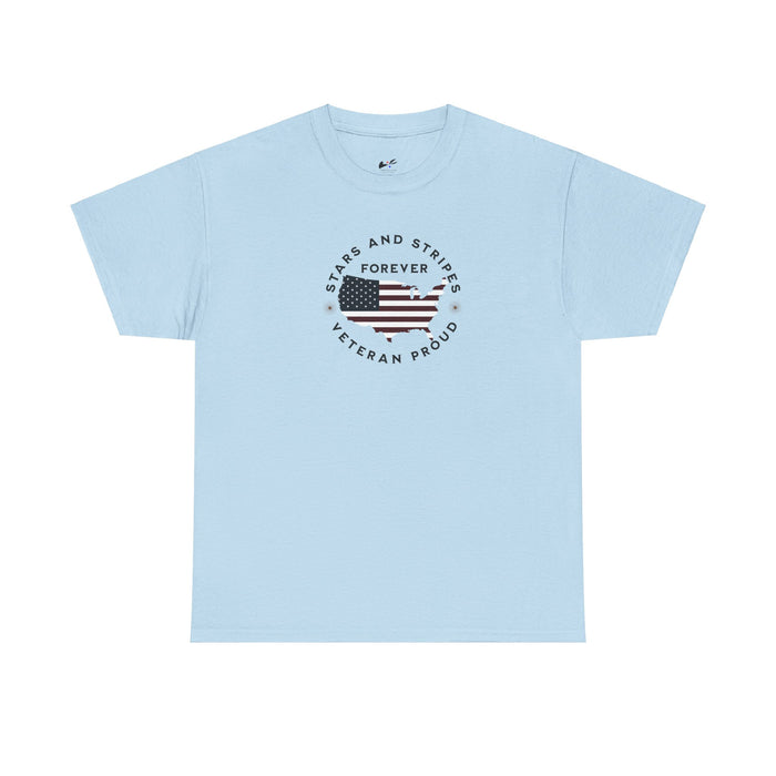 ' Stars and Stripes Forever -Veteran Proud-'. Unisex Heavy Cotton Tee.