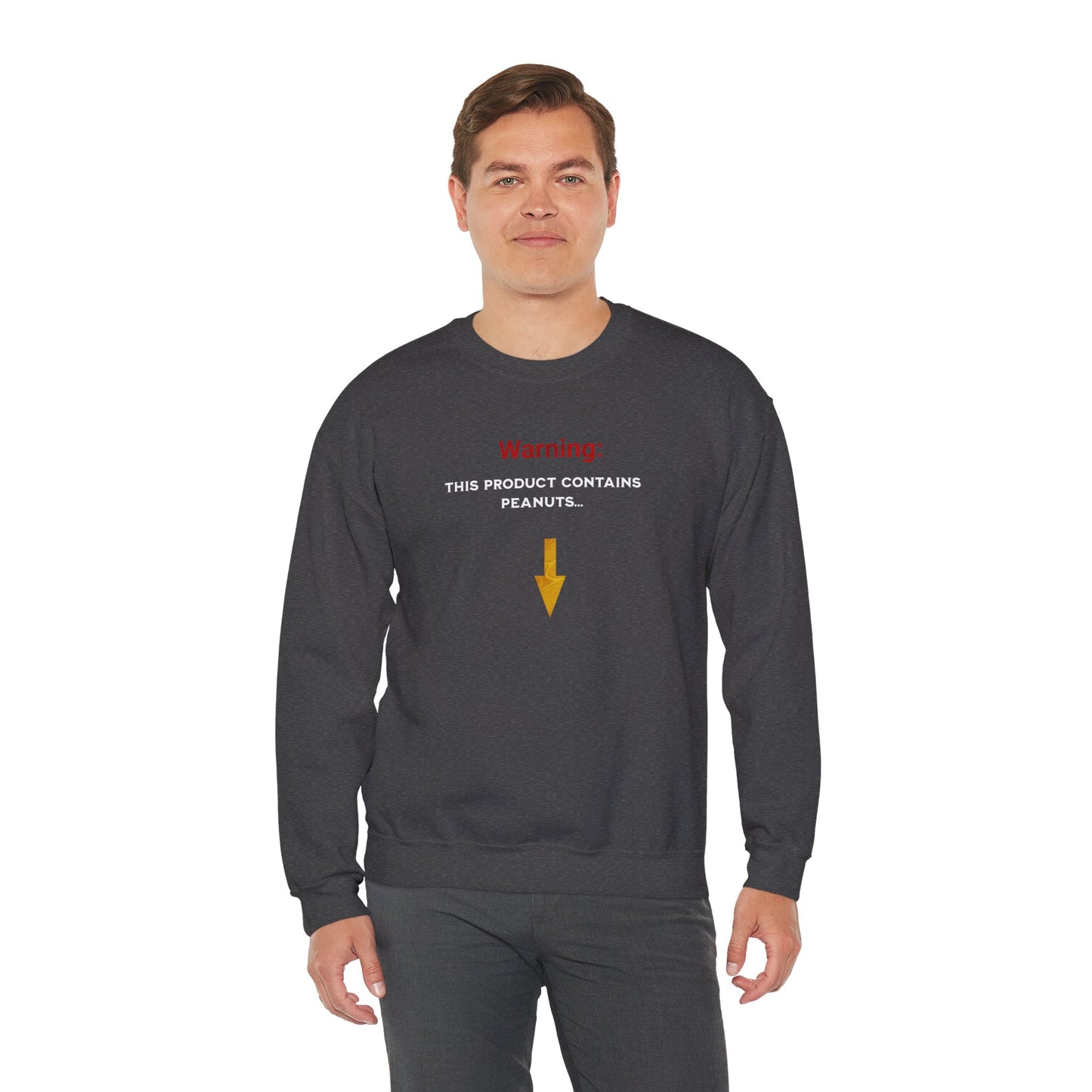 'Warning: This Product Contains Peanuts...' Unisex Heavy Blend™ Crewneck Sweatshirt.