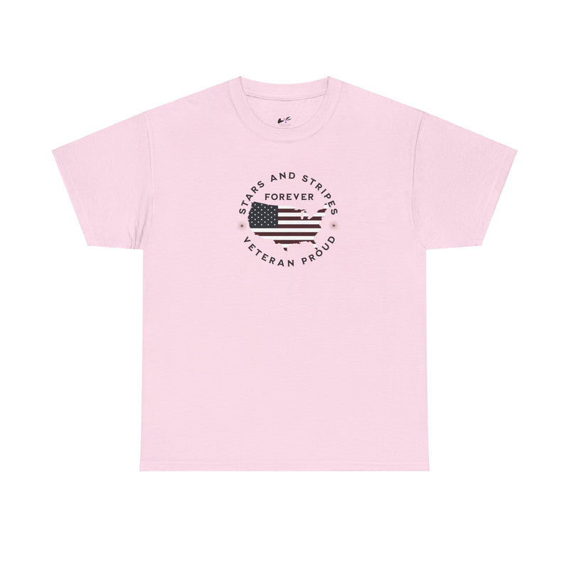 ' Stars and Stripes Forever -Veteran Proud-'. Unisex Heavy Cotton Tee.