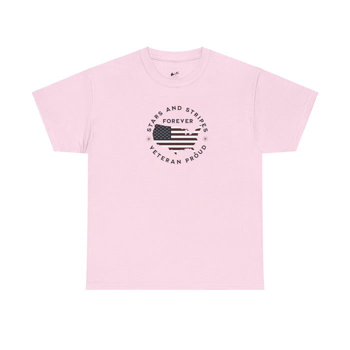 ' Stars and Stripes Forever -Veteran Proud-'. Unisex Heavy Cotton Tee.