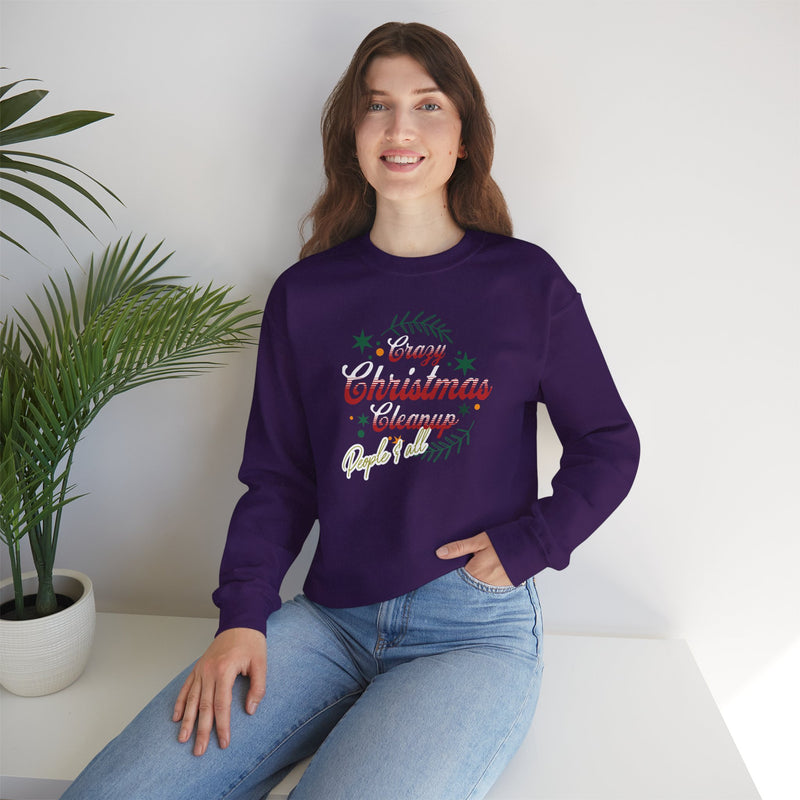 'Crazy Christmas Cleanup- People & All' Unisex Heavy Blend™ Crewneck Sweatshirt.