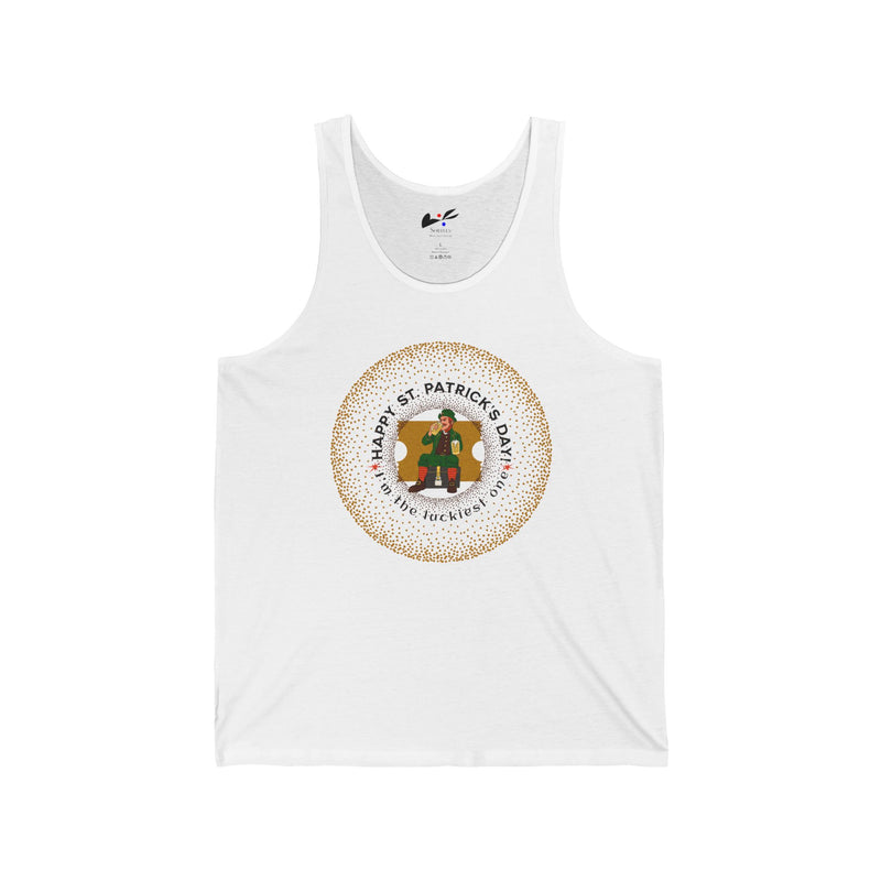 'Happy St. Patrick Day! I'm The Luckiest One!' Unisex Jersey Tank.