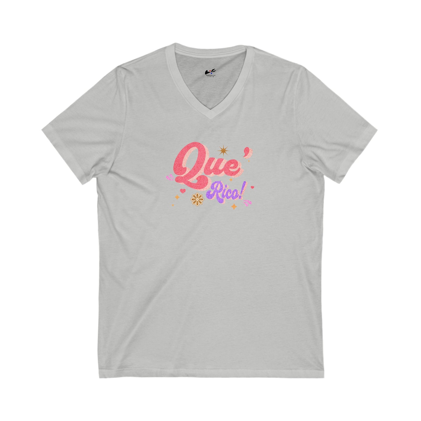 'Que Rico!' Unisex Jersey Short Sleeve V-Neck Tee.