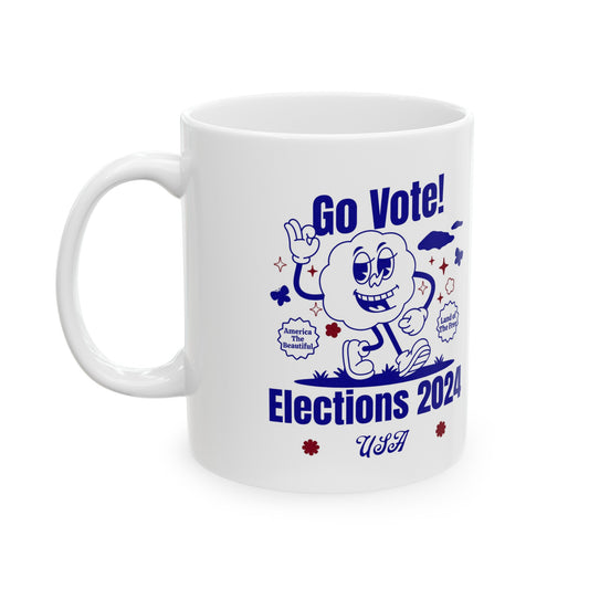 'Go Vote! Elections 2024 *USA*' White Ceramic Mug 11oz.