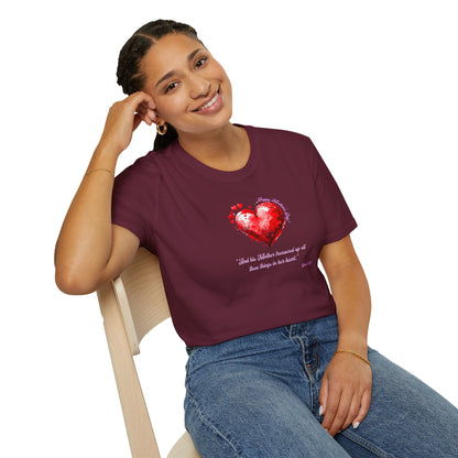 'Happy Mother's Day! "And His Mother Treasured Up All These Things In Her Heart"  Luke 2:51 Unisex Softstyle T-Shirt.