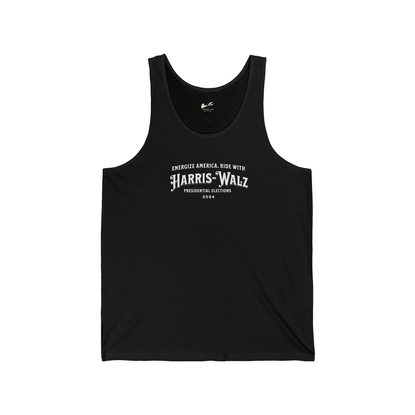 'Energize America, Ride With Harris-Walz! Presidential Elections 2024.' Unisex Jersey Tank