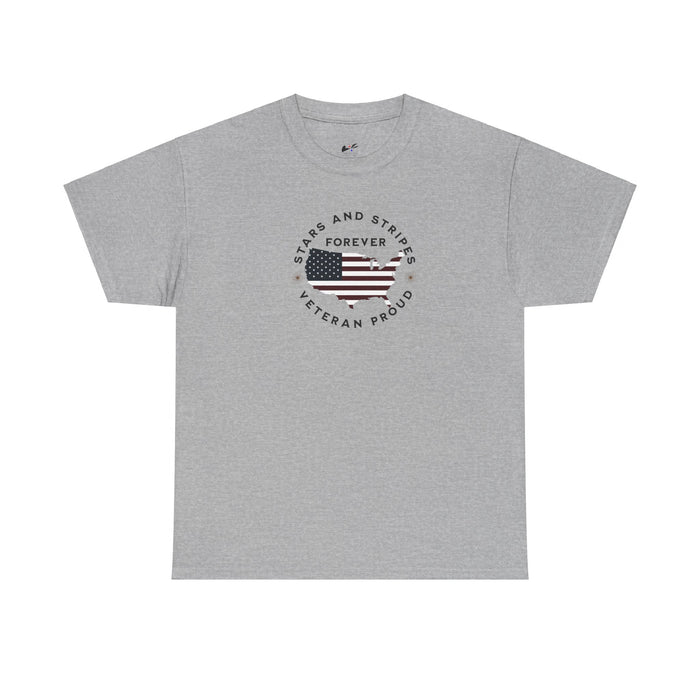 ' Stars and Stripes Forever -Veteran Proud-'. Unisex Heavy Cotton Tee.
