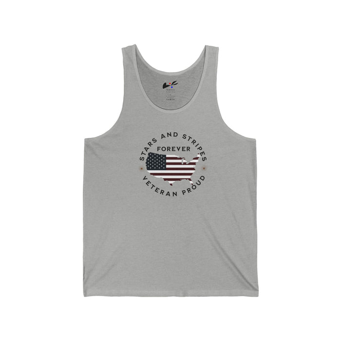 'Stars and Stripes Forever  -Veteran Proud-.' Unisex Jersey Tank.