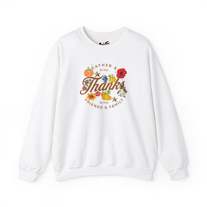 'Gather and Give Thanks with Friends and Family' Unisex Heavy Blend™ Crewneck Sweatshirt.