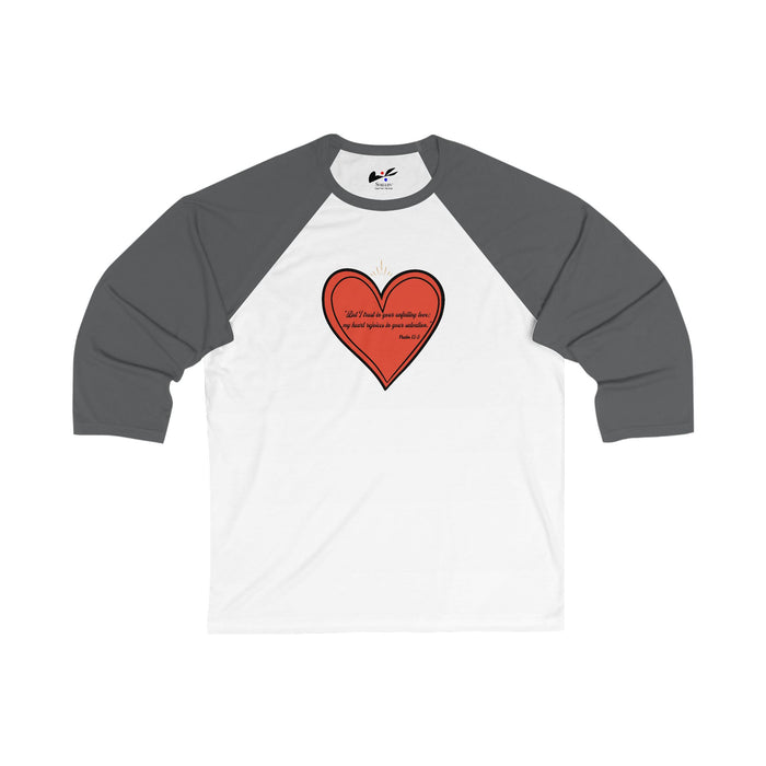 'But I trust in your unfailing love; my heart rejoices in your salvation" Psalm 13:5 Unisex 3\4 Sleeve Baseball Tee.