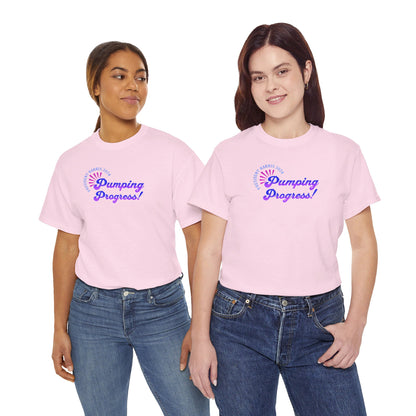 'President Harris 2024. Pumping Progress!.' Unisex Heavy Cotton Tee.