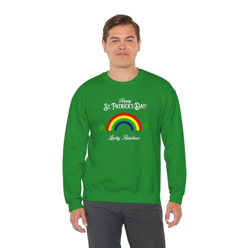 'Happy St. Patrick Day! Lucky Rainbow! Unisex Heavy Blend™ Crewneck Sweatshirt.