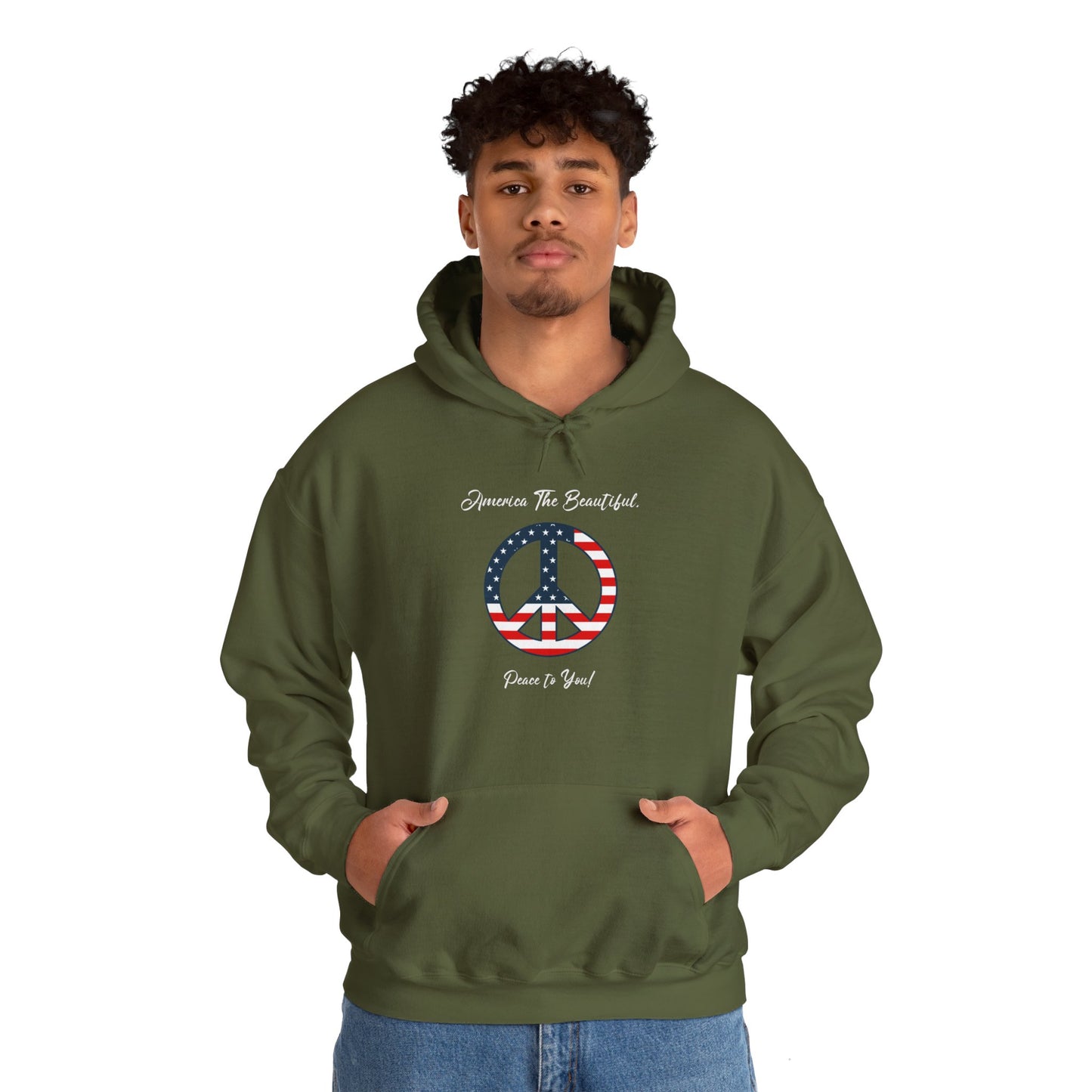 'America The Beautiful...Peace To You!' Unisex Heavy Blend™ Hooded Sweatshirt.