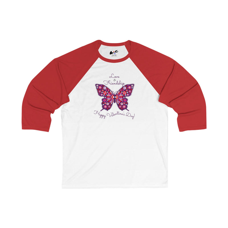 'Love & Friendship-Happy Valentine's Day!' Unisex 3\4 Sleeve Baseball Tee.