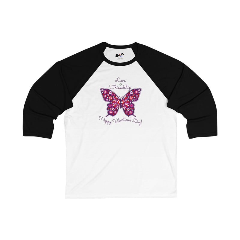 'Love & Friendship-Happy Valentine's Day!' Unisex 3\4 Sleeve Baseball Tee.