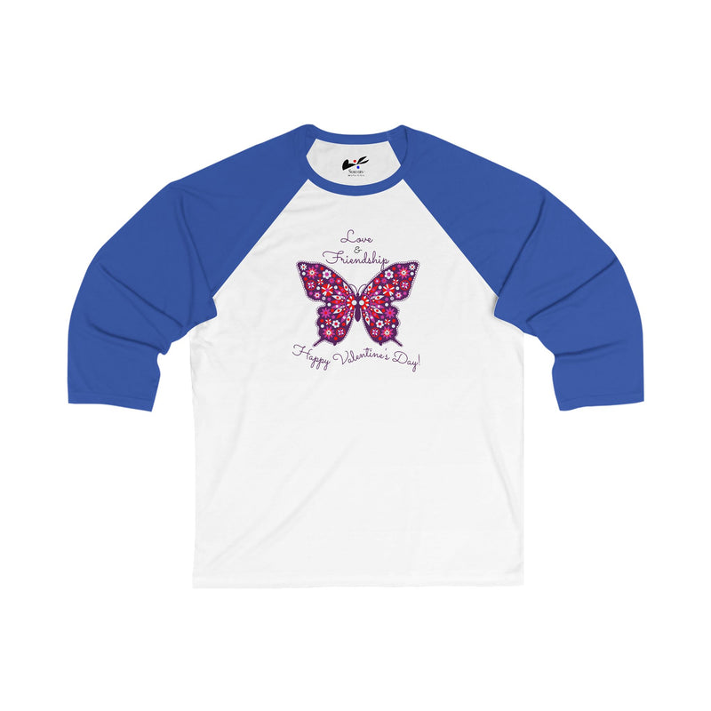 'Love & Friendship-Happy Valentine's Day!' Unisex 3\4 Sleeve Baseball Tee.