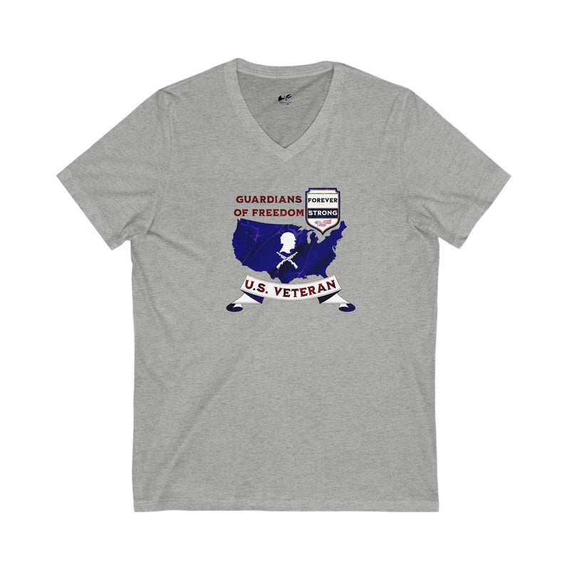 'Guardian Of Freedom, U.S. Veteran -Forever Strong-.' Unisex Jersey Short Sleeve V-Neck Tee.