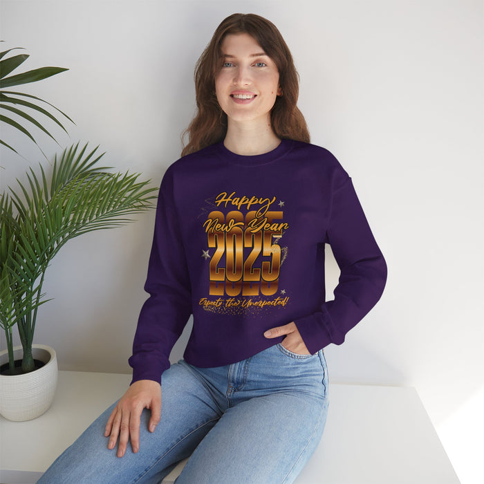 'Happy New Year's 2025, Expect the Unexpected' Sweatshirts Unisex Heavy Blend™ Crewneck Sweatshirt.