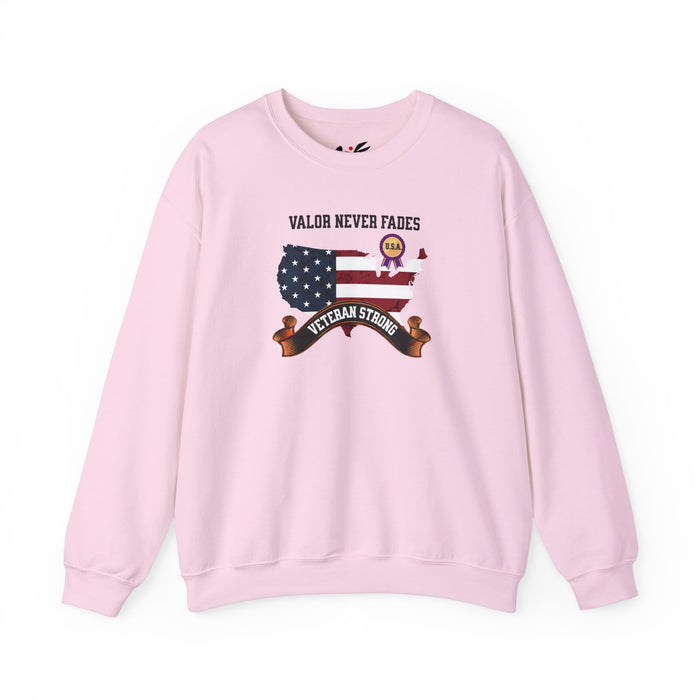 'Valor Never Fades, Veteran Strong' Unisex Heavy Blend™ Crewneck Sweatshirt.