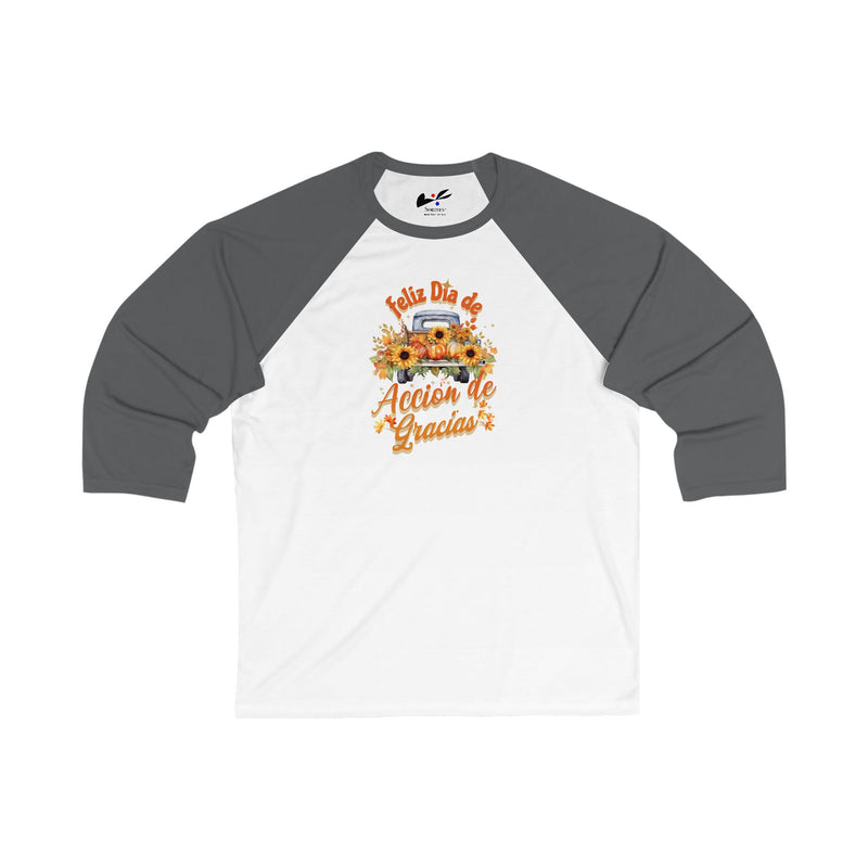 'Feliz Dia de Accion de Gracias' Unisex 3\4 Sleeve Baseball Tee.