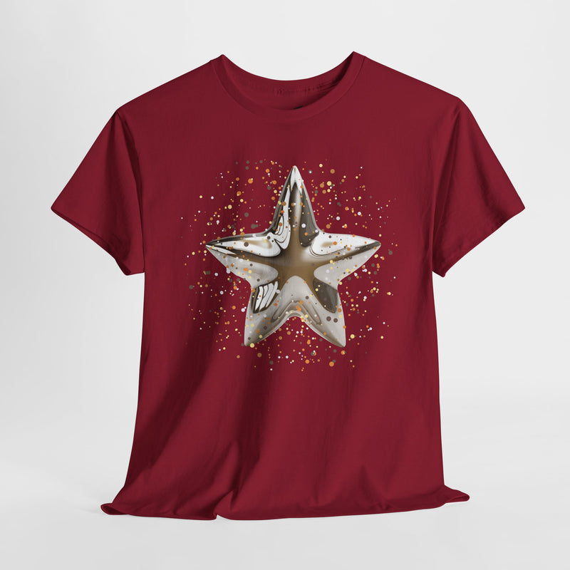 Christmas Star image Unisex Heavy Cotton Tee.
