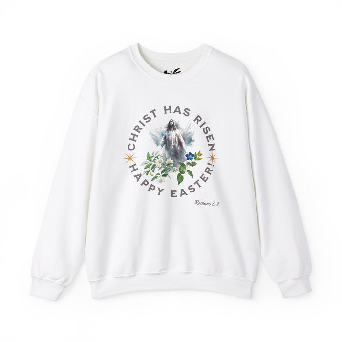 ' "Christ has Risen" Happy Easter!' Romans 6:9 Easter Themed Unisex Crewneck Sweatshirt -