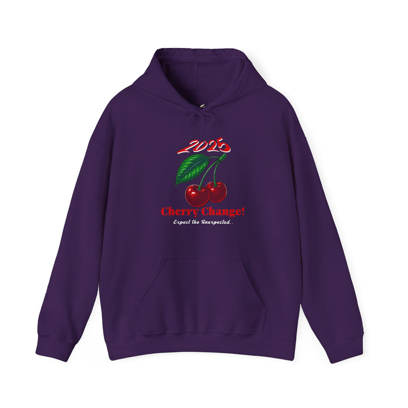 '2025 Cherry Change? Expect The Unexpected...' Unisex Heavy Blend™ Hooded Sweatshirt.