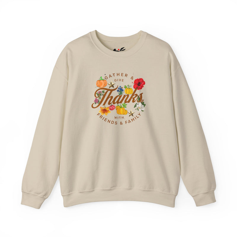 'Gather and Give Thanks with Friends and Family' Unisex Heavy Blend™ Crewneck Sweatshirt.