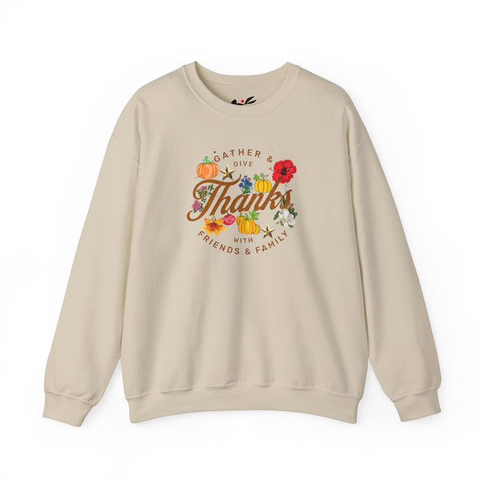 'Gather and Give Thanks with Friends and Family' Unisex Heavy Blend™ Crewneck Sweatshirt.