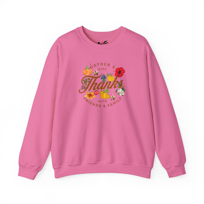 'Gather and Give Thanks with Friends and Family' Unisex Heavy Blend™ Crewneck Sweatshirt.