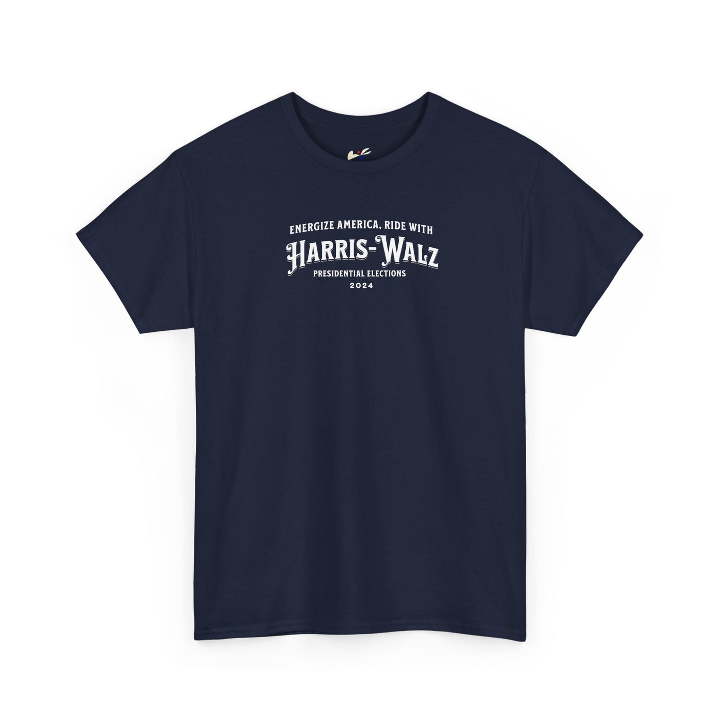 'Energize America, Ride With Harris-Walz! -Presidential Elections 2024.- ' Unisex Heavy Cotton Tee.