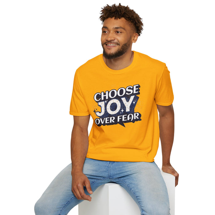 'Choose Joy Over Fear' Unisex Softstyle T-Shirt - Inspirational Graphic Tee for Positivity.