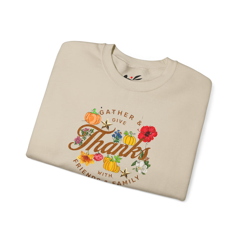 'Gather and Give Thanks with Friends and Family' Unisex Heavy Blend™ Crewneck Sweatshirt.
