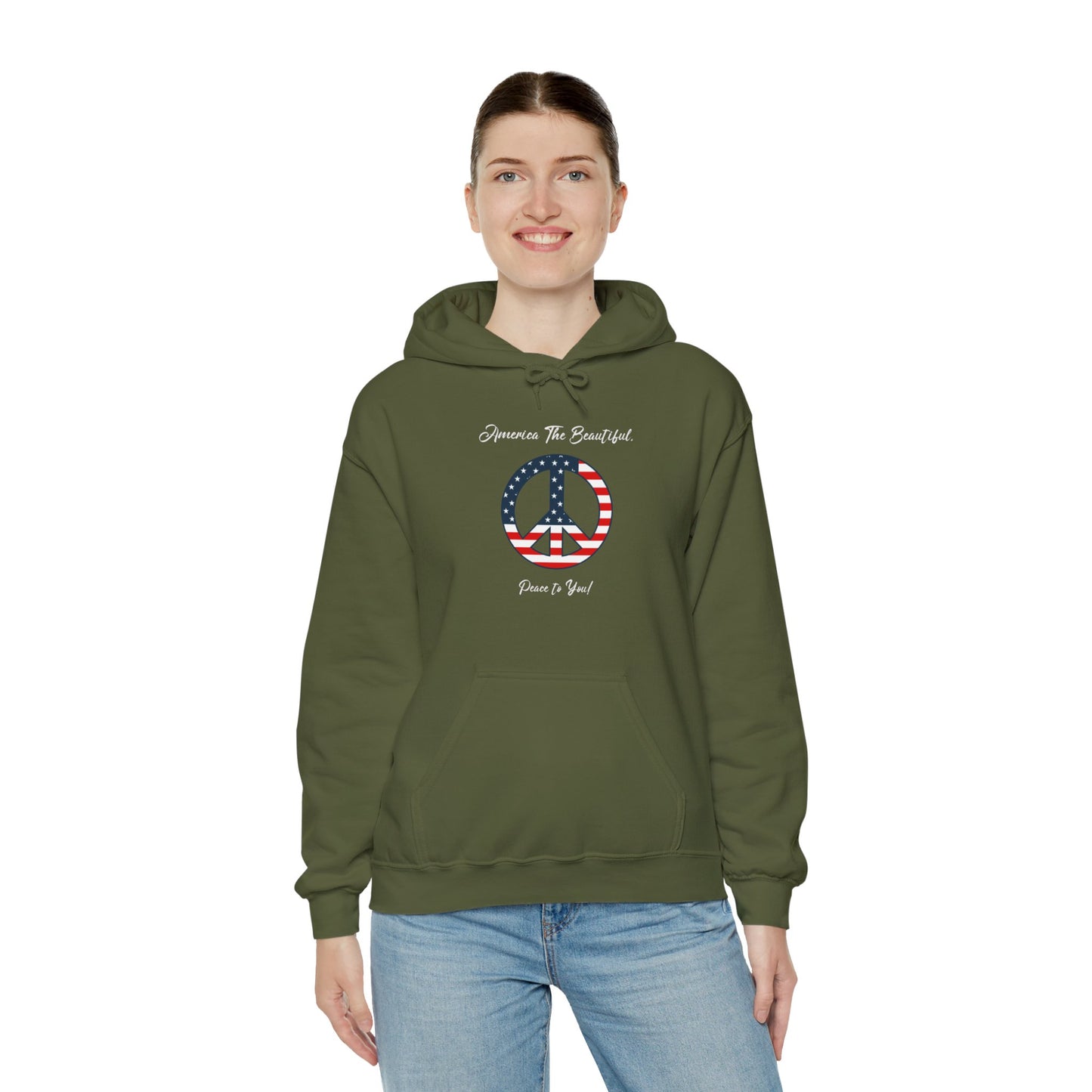 'America The Beautiful...Peace To You!' Unisex Heavy Blend™ Hooded Sweatshirt.