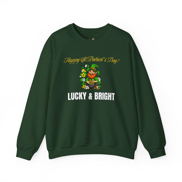 'Happy St. Patrick's Day! Lucky & Bright' Unisex Heavy Blend™ Crewneck Sweatshirt.